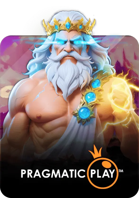 ภาพเกม Pragmatic Play ธีมเทพสายฟ้า ตัวละครเทพเจ้าหนวดขาวพร้อมพลังสายฟ้าและชุดเกราะสีทอง สำหรับประกอบหน้าเกมออนไลน์บนเว็บไซต์ TB68